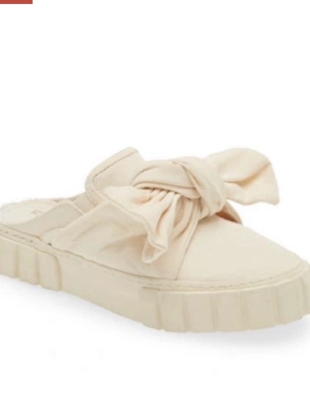 FARM RIO Bow Mule Sneaker in off white beige canvas knotted slides size 8 NWOB
